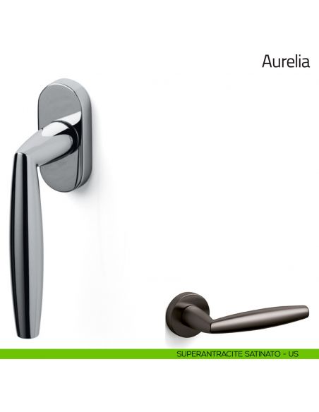 Maniglia per finestra martellina DK Aurelia Olivari superantracite satinato