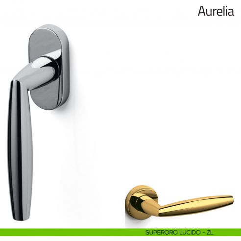 Maniglia per finestra martellina DK Aurelia Olivari superoro lucido