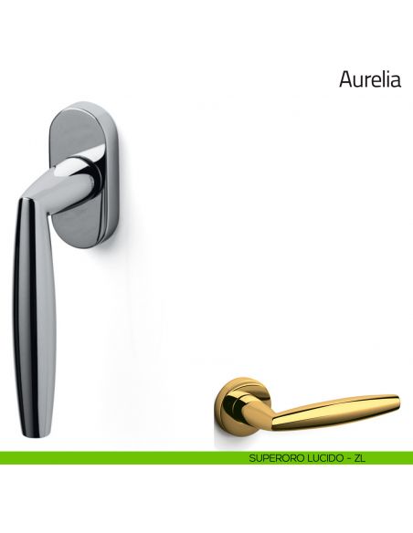 Maniglia per finestra martellina DK Aurelia Olivari superoro lucido