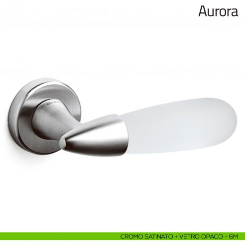 Maniglia in vetro per porta Aurora Olivari cromo satinato + vetro opaco (6M)