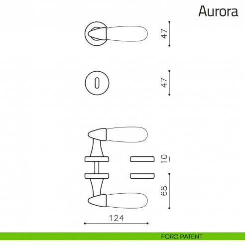 Maniglia in vetro per porta Aurora Olivari foro patent