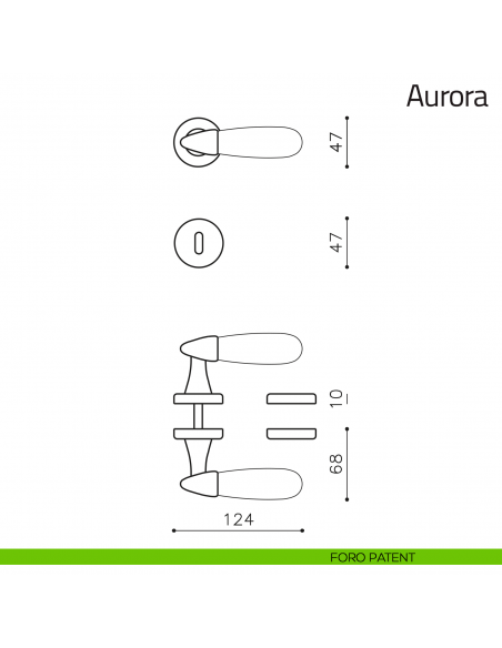 Maniglia in vetro per porta Aurora Olivari foro patent