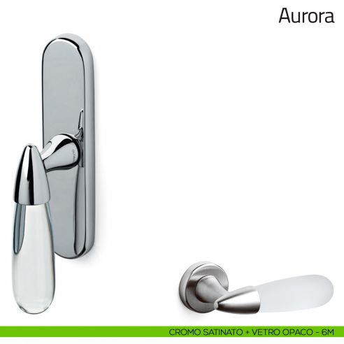 Maniglia in vetro per finestra cremonese Aurora Olivari cromo satinato + vetro opaco (6M)