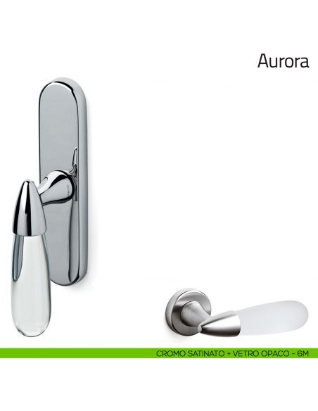 Maniglia in vetro per finestra cremonese Aurora Olivari cromo satinato + vetro opaco (6M)