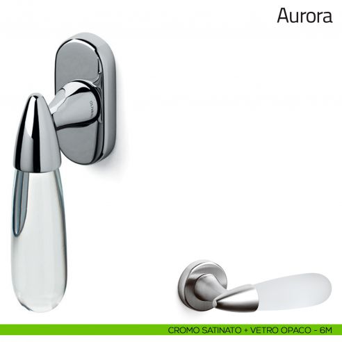 Maniglia in vetro per finestra martellina DK Aurora Olivari cromo satinato + vetro opaco (6M)