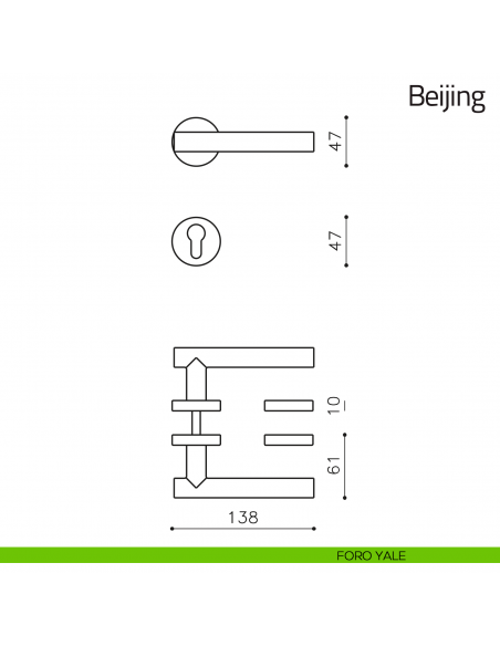 Maniglia per porta Beijing Olivari foro yale