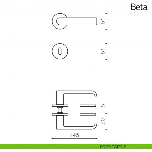 Maniglia per porta Beta Olivari bassa foro patent