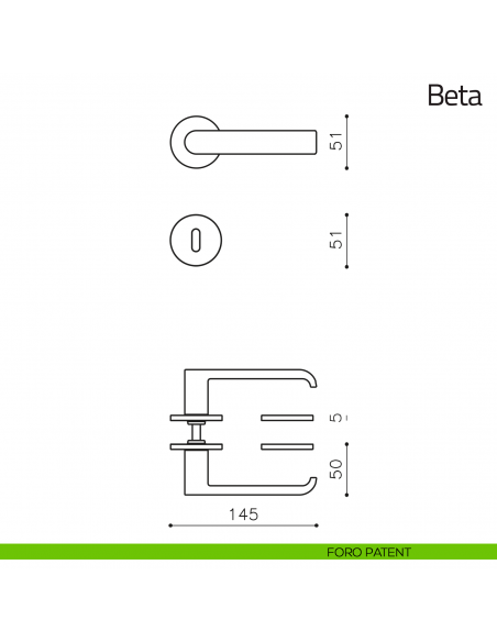 Maniglia per porta Beta Olivari bassa foro patent