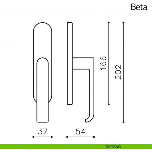 Maniglia per finestra cremonese Beta Olivari disegno