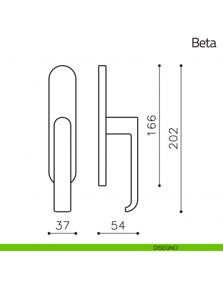 Maniglia per finestra cremonese Beta Olivari disegno