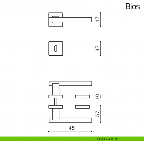 Maniglia per porta Bios Olivari foro patent