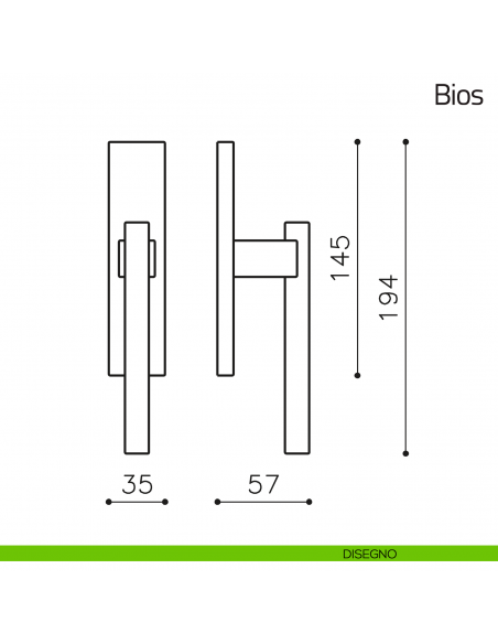 Maniglia per finestra cremonese Bios Olivari disegno