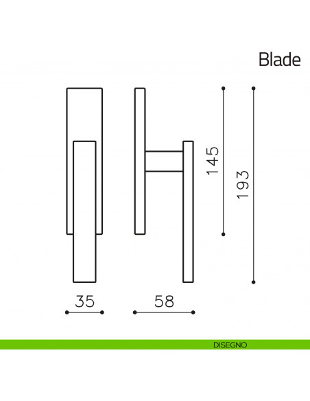 Maniglia per finestra cremonese Blade Olivari disegno