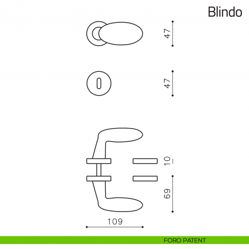 Maniglia per porta Blindo Olivari foro patent