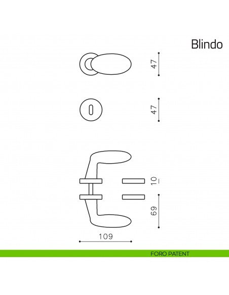 Maniglia per porta Blindo Olivari foro patent