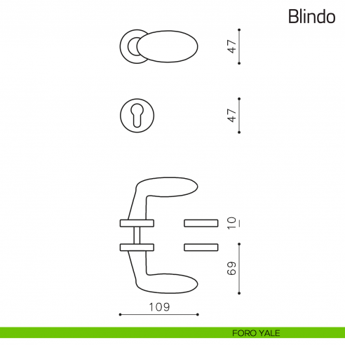 Maniglia per porta Blindo Olivari foro yale