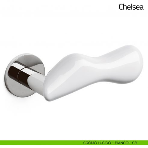 Maniglia per porta Chelsea Olivari bassa cromo lucido + bianco