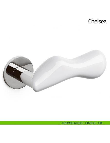 Maniglia per porta Chelsea Olivari bassa cromo lucido + bianco