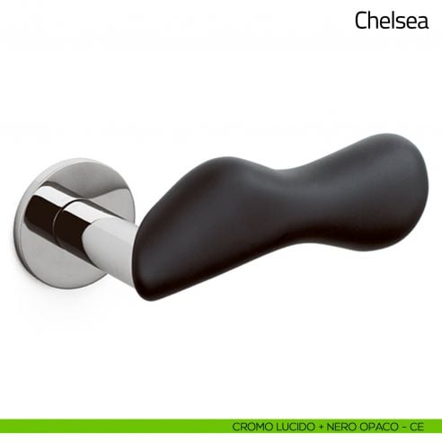 Maniglia per porta Chelsea Olivari bassa cromo lucido + nero opaco