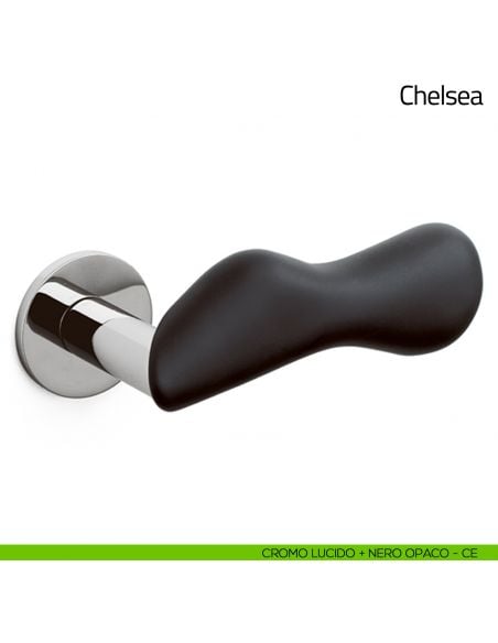 Maniglia per porta Chelsea Olivari bassa cromo lucido + nero opaco