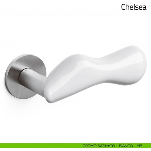 Maniglia per porta Chelsea Olivari bassa cromo satinato + bianco