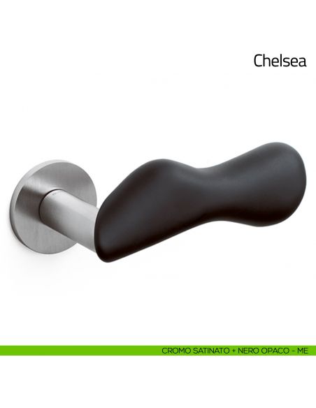 Maniglia per porta Chelsea Olivari bassa cromo satinato + nero opaco