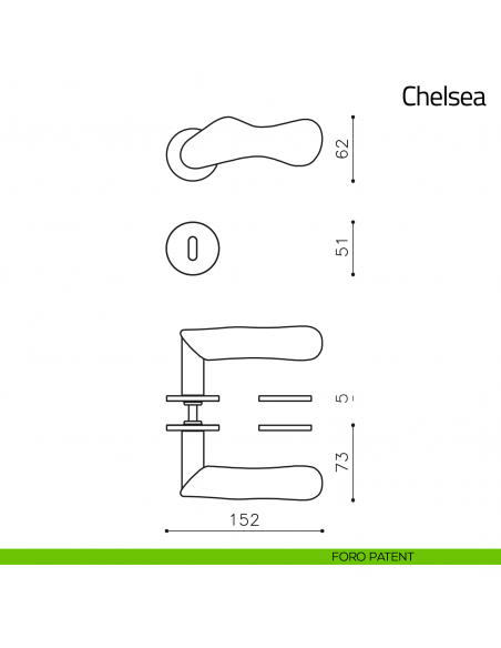 Maniglia per porta Chelsea Olivari bassa foro patent