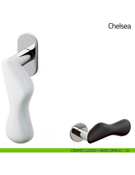 Maniglia per finestra martellina DK Chelsea Olivari bassa cromo lucido + nero opaco