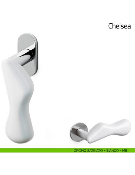 Maniglia per finestra martellina DK Chelsea Olivari bassa cromo satinato + bianco