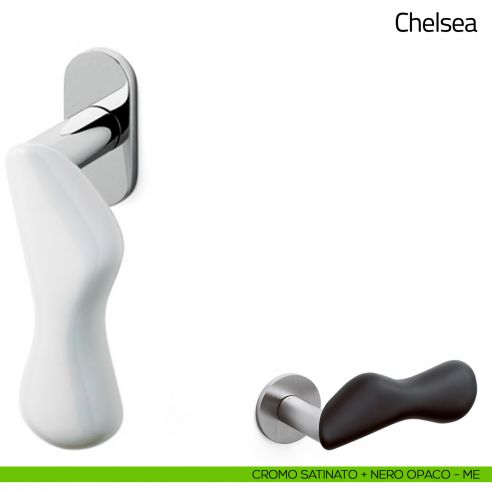 Maniglia per finestra martellina DK Chelsea Olivari bassa cromo satinato + nero opaco