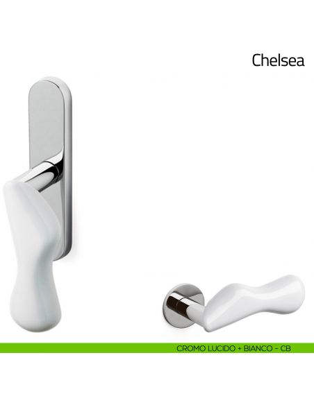 Maniglia per finestra cremonese Chelsea Olivari cromo lucido + bianco