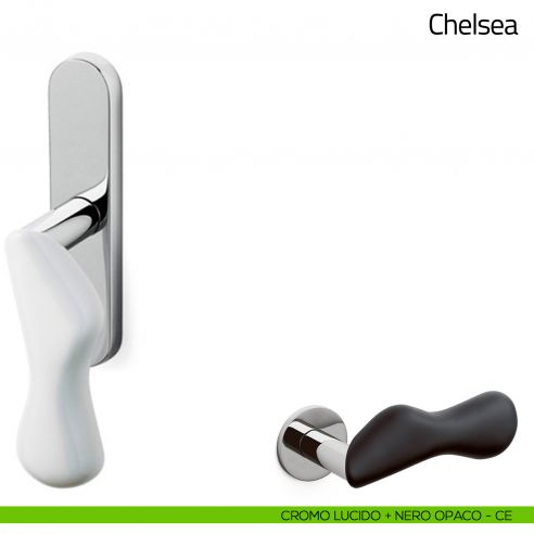 Maniglia per finestra cremonese Chelsea Olivari cromo lucido + nero opaco