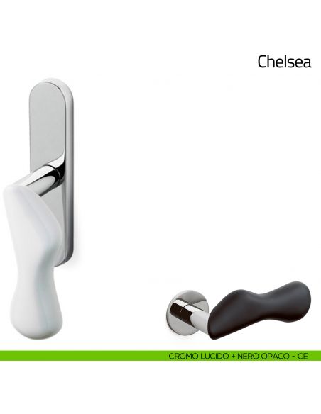 Maniglia per finestra cremonese Chelsea Olivari cromo lucido + nero opaco