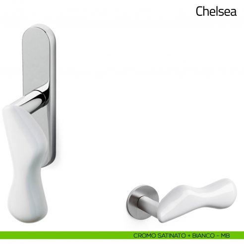 Maniglia per finestra cremonese Chelsea Olivari cromo satinato + bianco