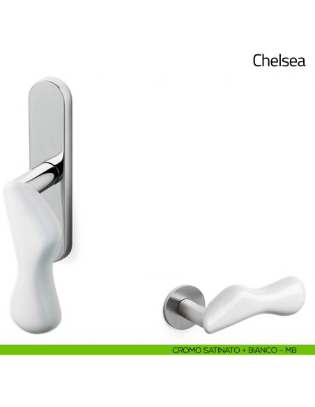 Maniglia per finestra cremonese Chelsea Olivari cromo satinato + bianco