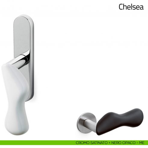 Maniglia per finestra cremonese Chelsea Olivari cromo satinato + nero opaco