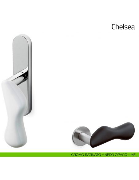 Maniglia per finestra cremonese Chelsea Olivari cromo satinato + nero opaco