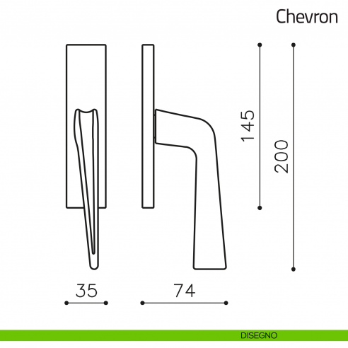 Maniglia per finestra cremonese Chevron Olivari disegno