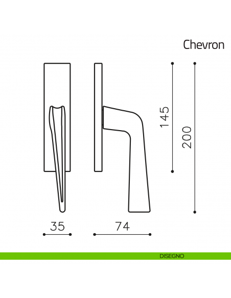 Maniglia per finestra cremonese Chevron Olivari disegno