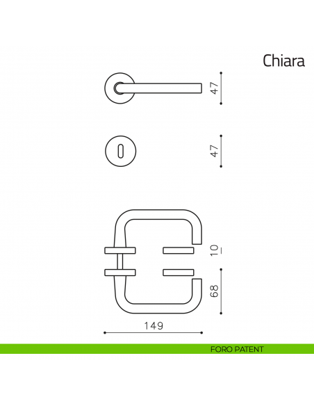 Maniglia per porta Chiara Olivari foro patent