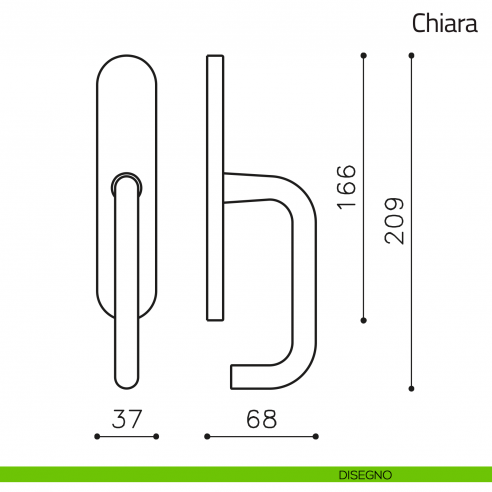 Maniglia per finestra cremonese Chiara Olivari disegno