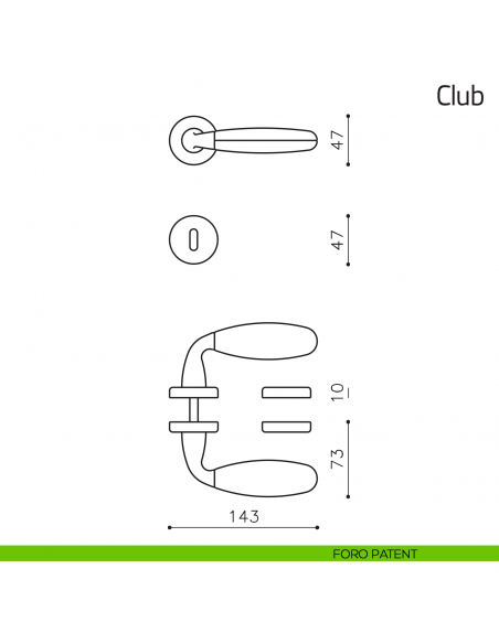 Maniglia per porta Club Olivari con pelle foro patent