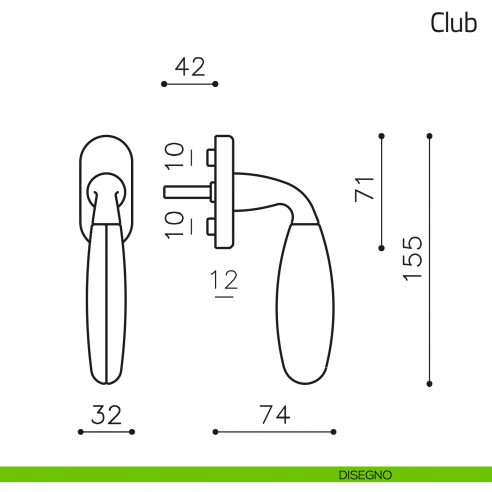 Maniglia per finestra martellina DK Club Olivari con pelle disegno