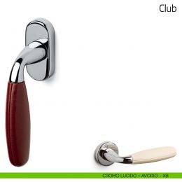 Maniglia per finestra martellina DK Club Olivari con pelle 2