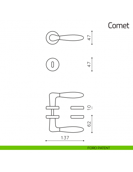 Maniglia per porta Comet Olivari foro patent