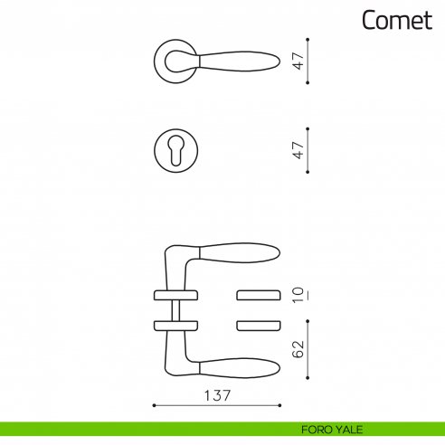 Maniglia per porta Comet Olivari foro yale