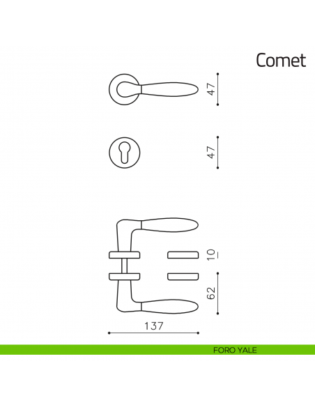 Maniglia per porta Comet Olivari foro yale
