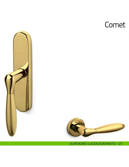 Maniglia per finestra cremonese Comet Olivari superoro lucido/satinato