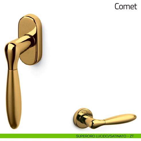 Maniglia per finestra martellina DK Comet Olivari superoro lucido/satinato
