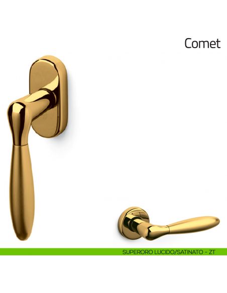 Maniglia per finestra martellina DK Comet Olivari superoro lucido/satinato
